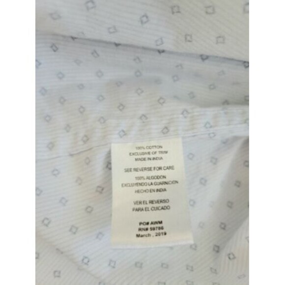 Airwalk men's Shirt Size Large Button Down Short Sleeves white with blue square - Picture 5 of 10